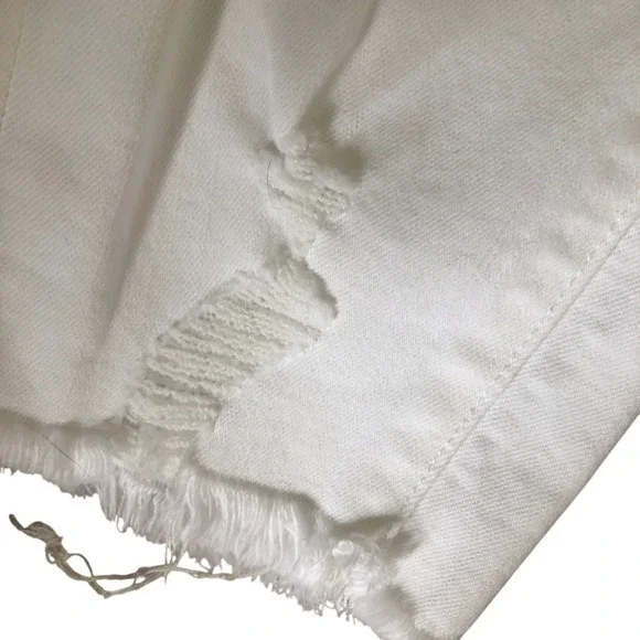 KanCan Womens White Denim Jeans Frayed Hem Cropped Skinny Jeans Size 7/27 - Picture 5 of 14